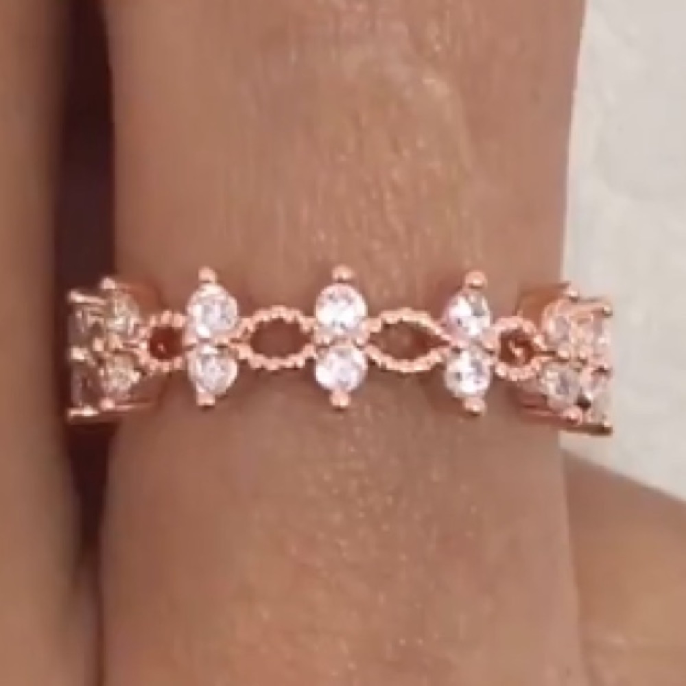NEW Rose Gold Double Round Brilliant Cut Band - Picture 4 of 4